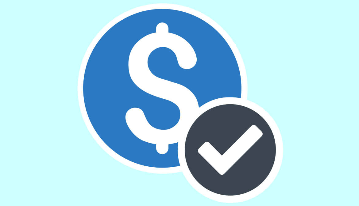 Dollar sign and check mark illustration