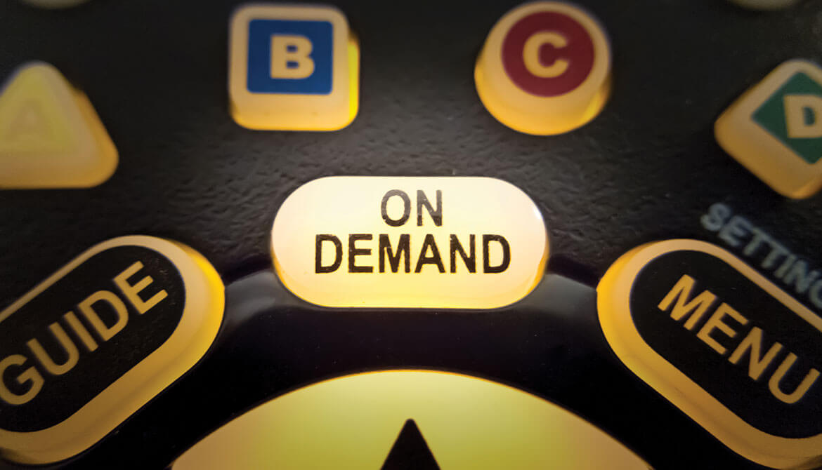 close up of TV remote and On Demand button