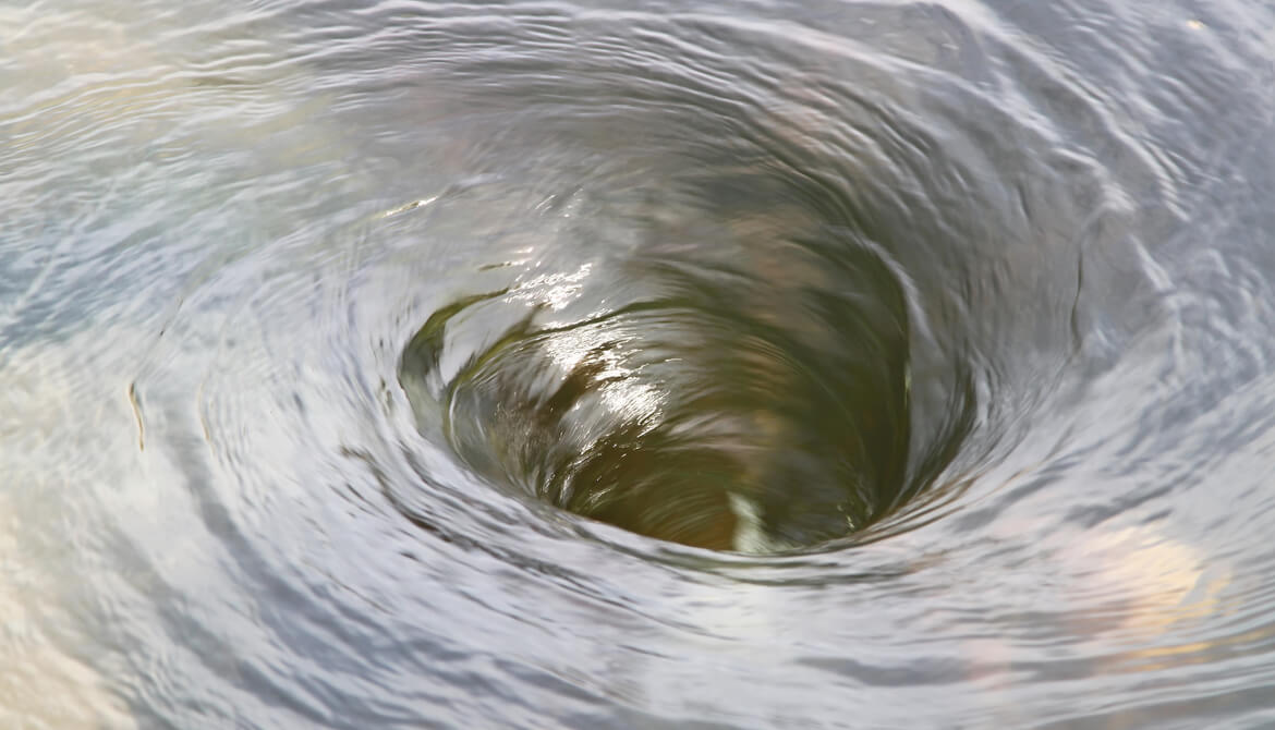 Large whirlpool in a river