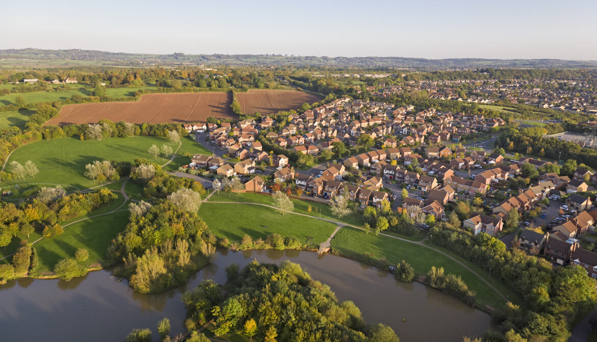 suburban area with farm view