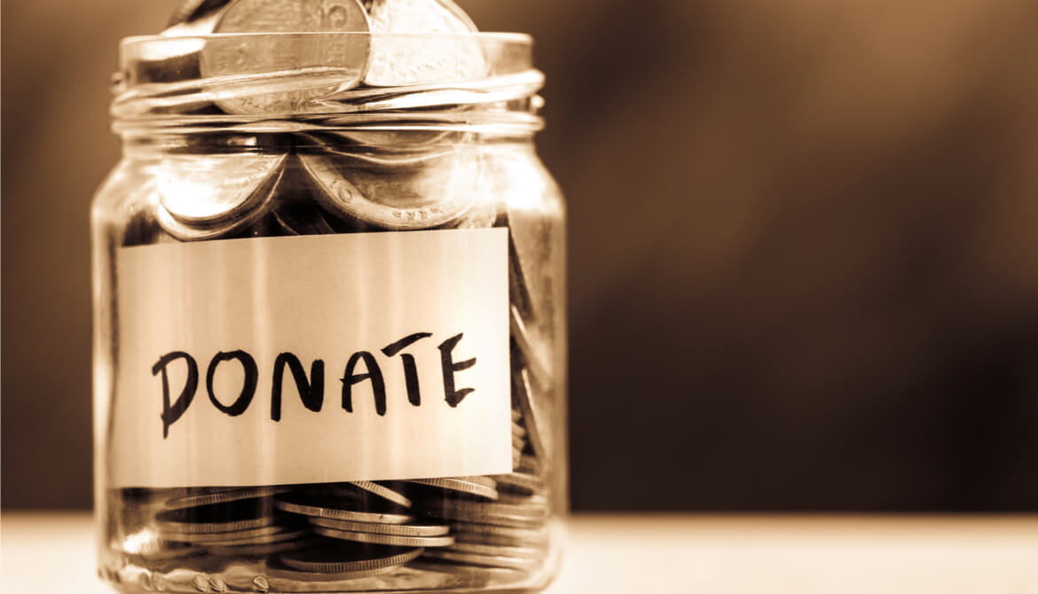 coins in a donate jar