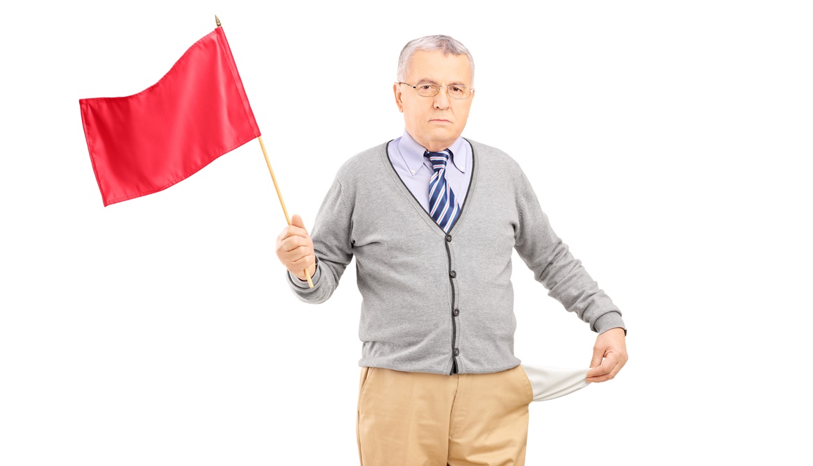 elder waving red flag