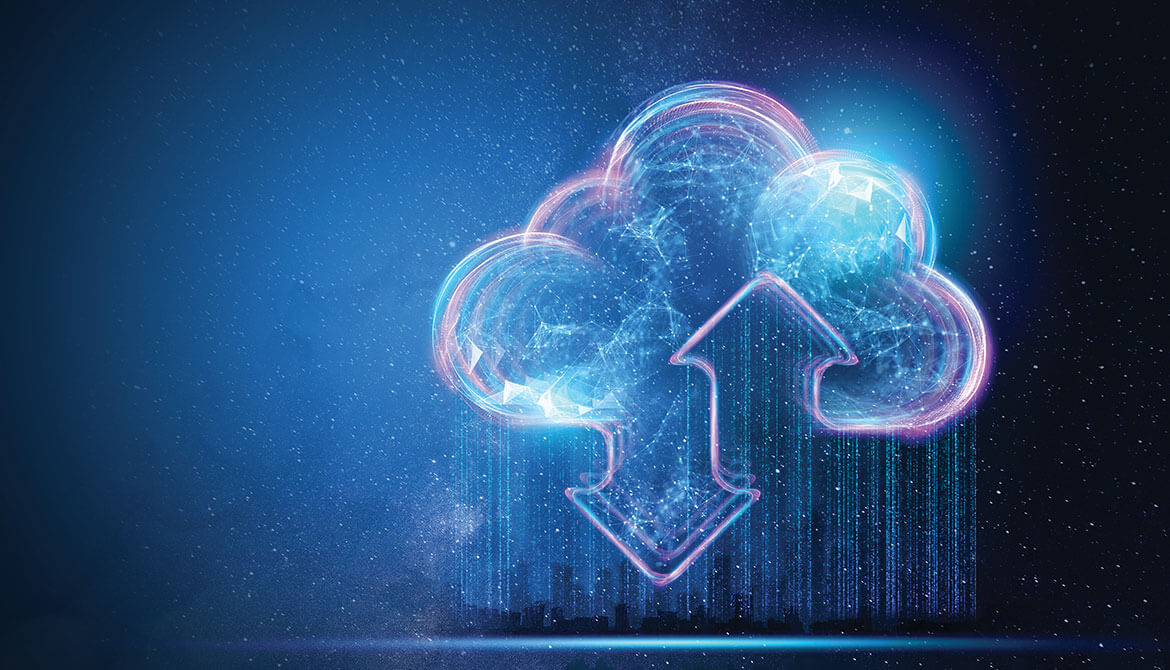 image of data uploading and downloading from cloud