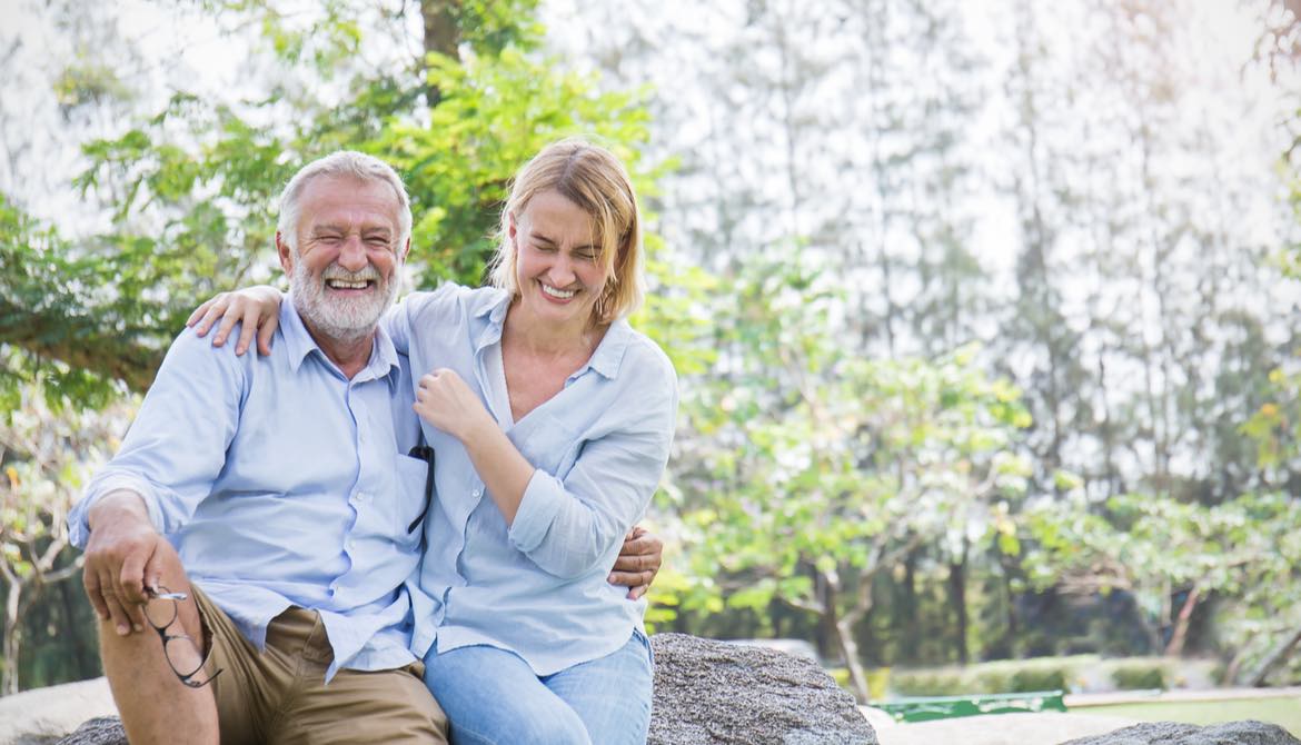 retired couple in the sprintime