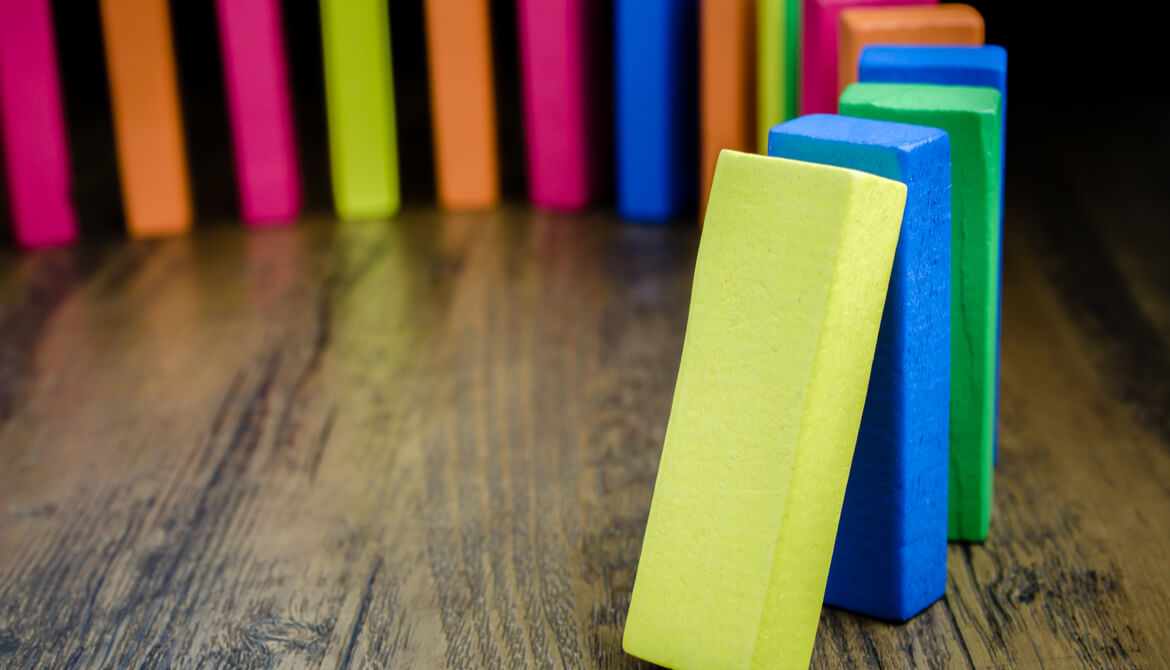 colorful dominos falling