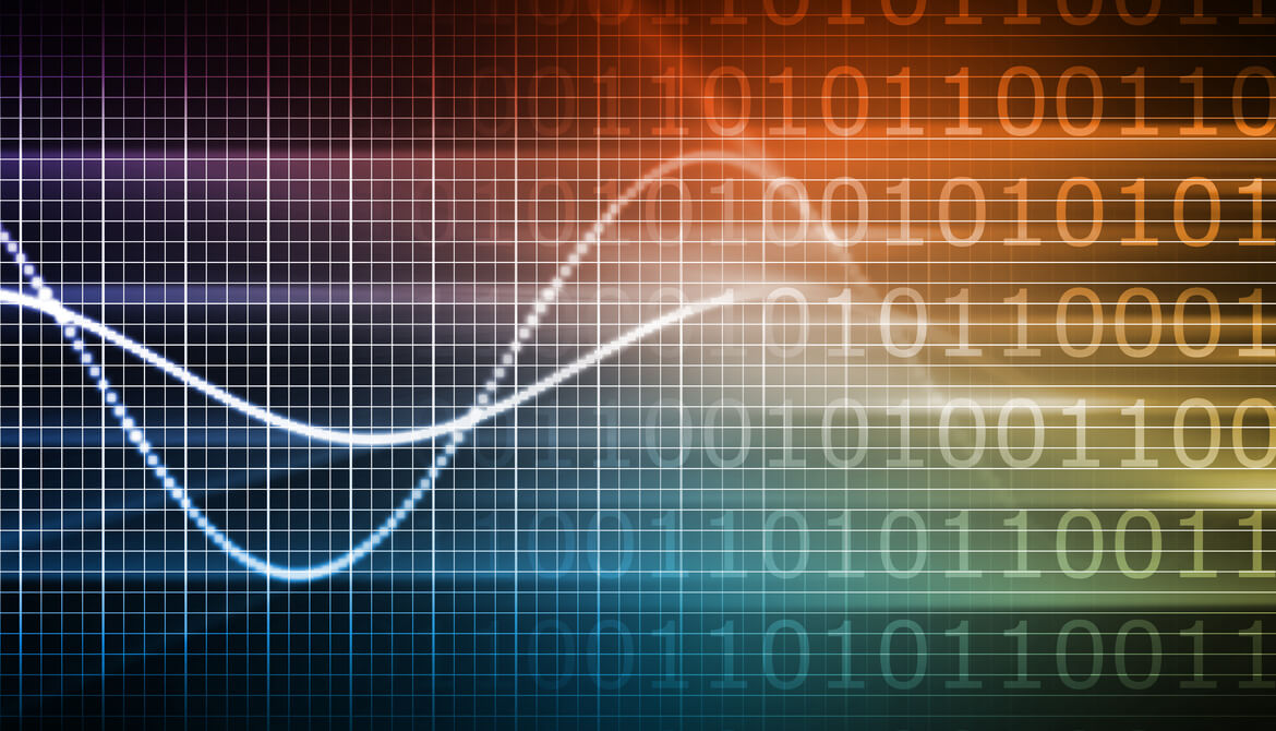 graphs and data on a technology background