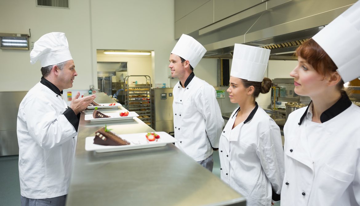 chefs kitchen dessert plates