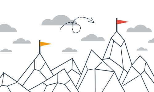 Mountain of achievement big success growth comparison upgrade