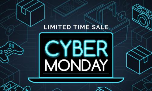 tech display of the words cyber Monday
