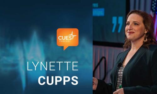 CUES podcast logo and image of guest Lynette