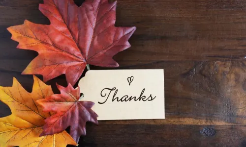 Thanksgiving leaves and note card