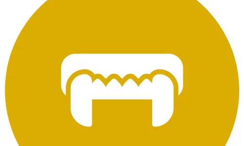 illustration of fangs in a yellow circle