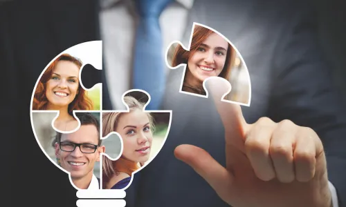 lightbulb with peoples faces