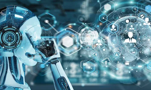 robot thinking about human connections and technology