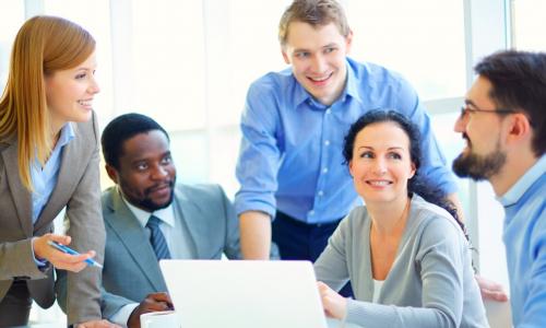 group of happy employees