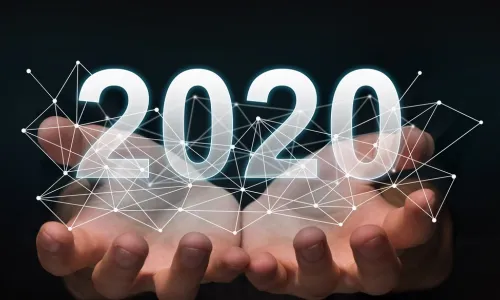 2020 being held in hands with digital looking overlay