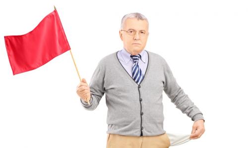 elder waving red flag