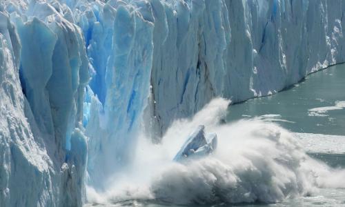 ice falling off ice sheet