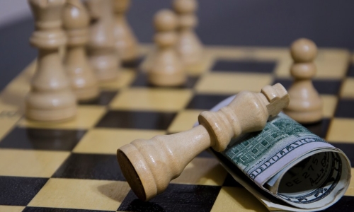 chess board with money