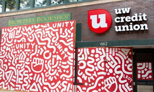 UW CU mural outside State Street branch