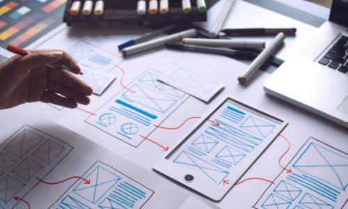 diagrams of project flow on paper