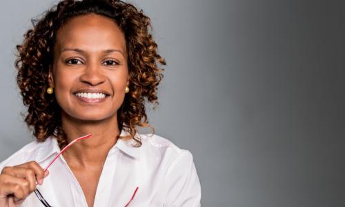 Happy business woman with glasses