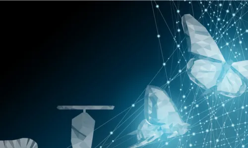 digital larva cocoon and butterfly