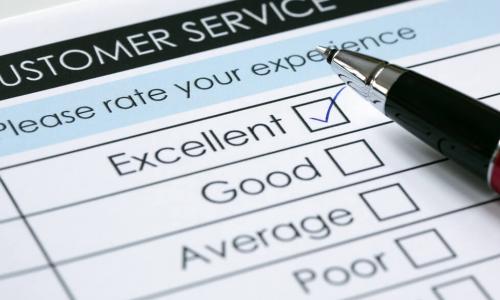 tick placed in excellent checkbox on customer service survey