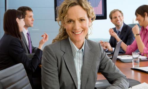 businesswoman in a boardroom meeting