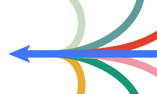 colorful arrows merge into one path