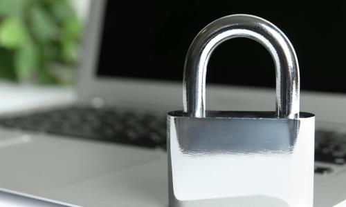 silver lock on laptop