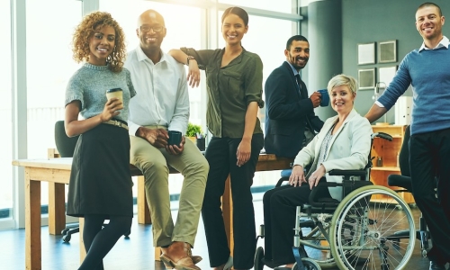 group of happy diverse employees