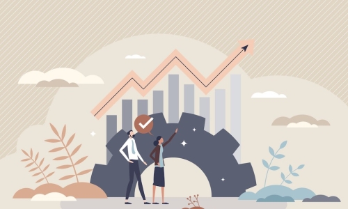 illustration of businesspeople strategizing process improvement and automation