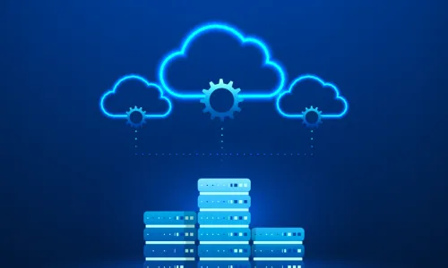 illustration of clouds accepting data over servers