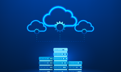 illustration of clouds accepting data over servers