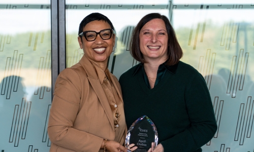 April Clobes receiving her OCE Award