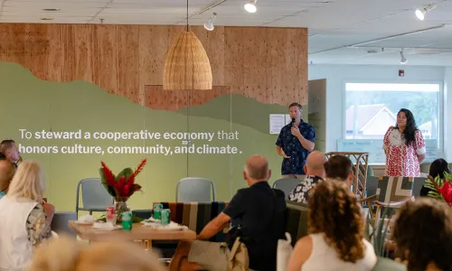 speaker in front of a group